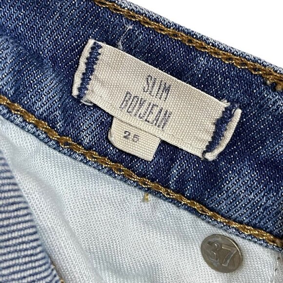 Madewell Slim Boyjean Distressed Distroyed‎ Blue Whiskering Size 25 - Picture 7 of 7